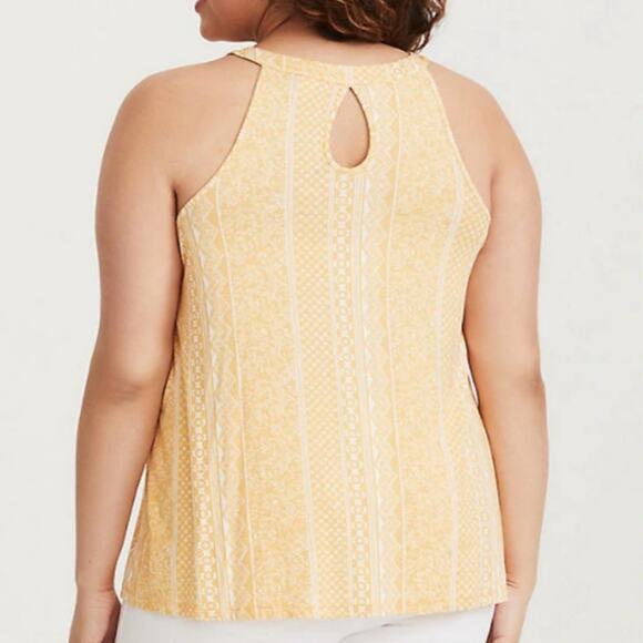 Torrid Yellow & White Border Cutaway Tank Floral Stripe Size 00 (M/L10) - Picture 3 of 10